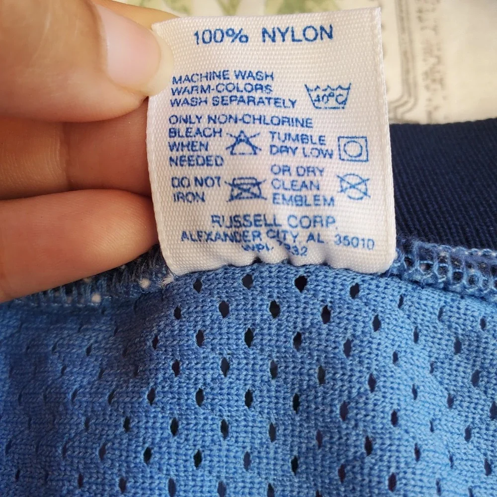 Vtg 90s‎ Russell Athletic Suncrest 53 Basketball Jersey Blue Mesh Made in USA 44